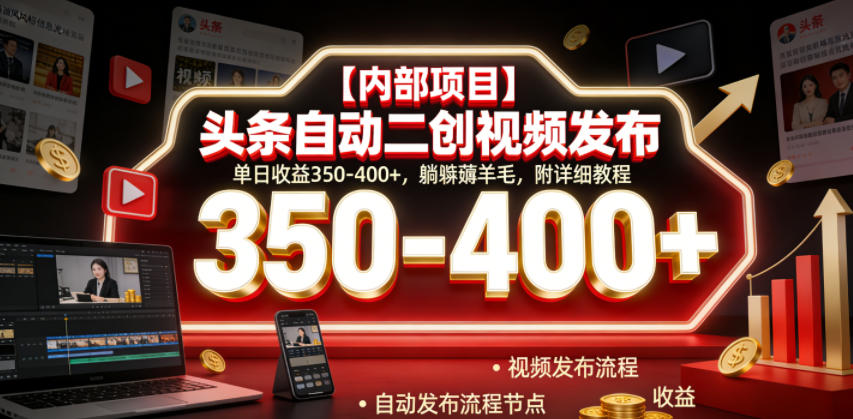 【内部项目】头条自动二创视频发布，单日收益350-400+，躺賺薅羊毛，附详细教程【揭秘】-知识星球