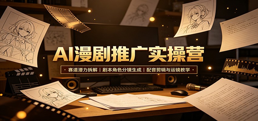 AI漫剧推广实操营：赛道潜力拆解，剧本角色分镜生成，配音剪辑与运镜教学-知识星球
