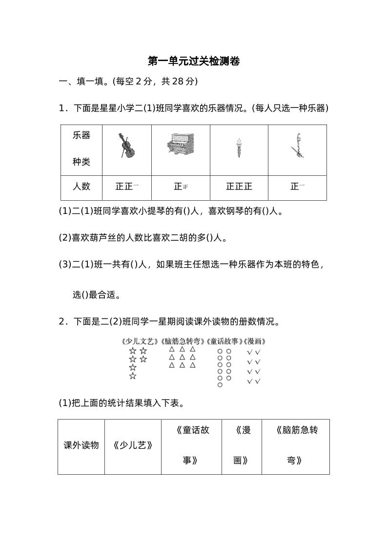 二下数学人教第一单元过关检测卷-小禾网创