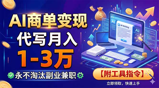 AI商单变现，靠代写月入1-3万，永不淘汰副业兼职【附工具指令】-知识星球