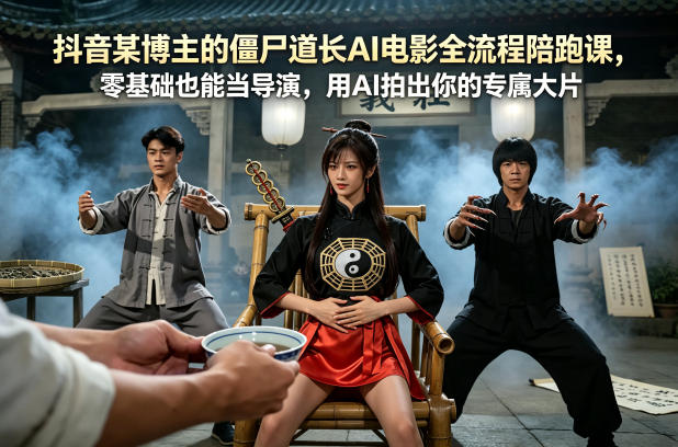 抖音某博主的僵尸道长AI电影全流程陪跑课，零基础也能当导演，用AI拍出你的专属大片-知识星球