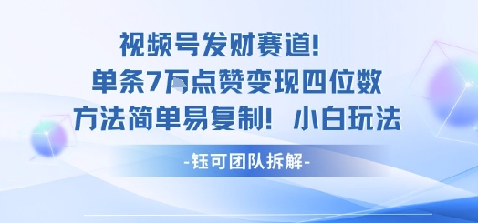 视频号发财赛道单条7W点赞变现四位数方法简单易复制小白玩法-知识星球