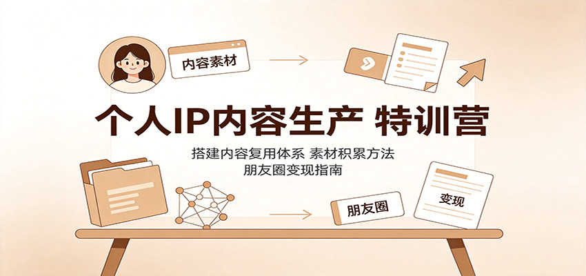 个人IP内容生产特训营：搭建内容复用体系，素材积累方法，朋友圈变现指南-知识星球