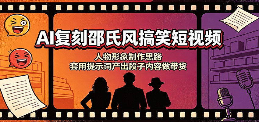 AI复刻邵氏风搞笑短视频:人物形象制作思路,套用提示词产出段子内容做带货-知识星球