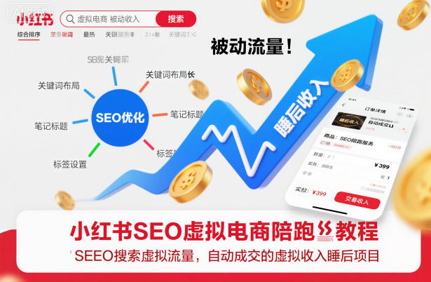 小红书SEO虚拟电商陪跑教程，实现seo搜索被动流量，自动成交的被动收入睡后项目-知识星球