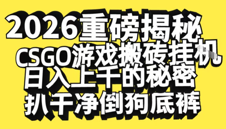 2026开年重磅解密，CSGO游戏搬砖挂G日入1k+的秘密，把倒狗的底裤扒干【揭秘】-知识星球