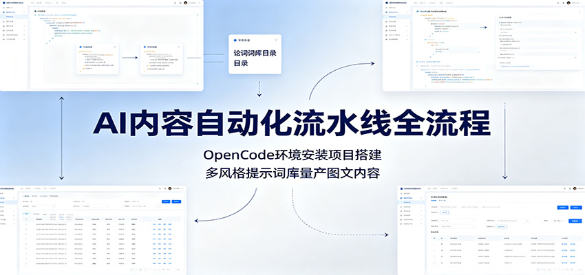 AI内容自动化流水线全流程：OpenCode环境安装项目搭建，多风格提示词库量产图文内容-知识星球