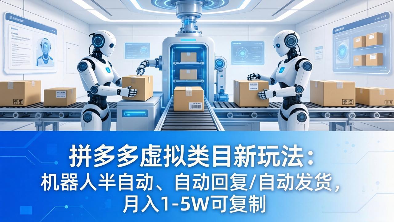 拼多多虚拟类目新玩法：机器人半自动、自动回复 /自动发货，月入 1-5W 可复制-知识星球