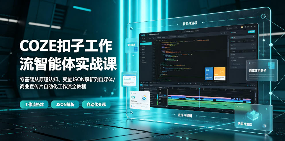 COZE扣子工作流智能体实战课｜零基础从原理认知、变量JSON解析到自媒体/商业宣传片自动化工作流全教程-知识星球