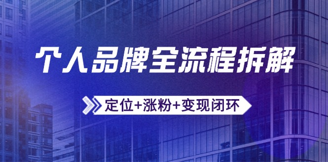 个人品牌全流程拆解：定位+涨粉+变现闭环，微信生态运营与资源整合-知识星球