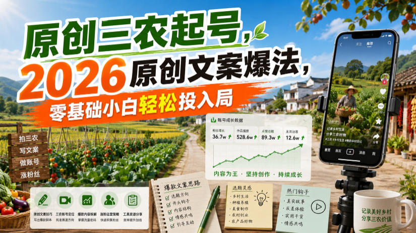 原创三农起号，2026原创文案爆法，零基础小白轻松投入局-知识星球