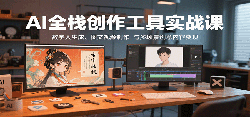 AI全栈创作工具实战课：数字人生成、图文视频制作与多场景创意内容变现-知识星球
