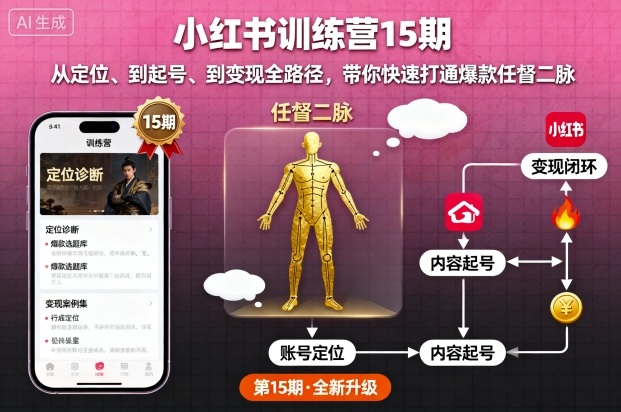 小红书训练营15期，从定位、到起号、到变现全路径，带你快速打通爆款任督二脉-知识星球