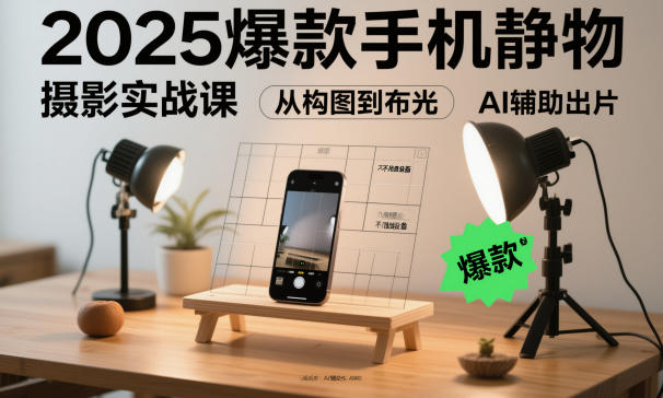 2025爆款手机静物摄影实战课，从构图到布光，不用贵设备，AI辅助出片-知识星球