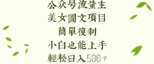 流量主长期收益项目，美女图片简单复制，小白也能上手，轻松日入5张-小禾网创