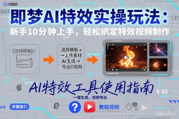 即梦AI特效实操玩法:新手10分钟上手,轻松搞定特效视频制作-知识星球