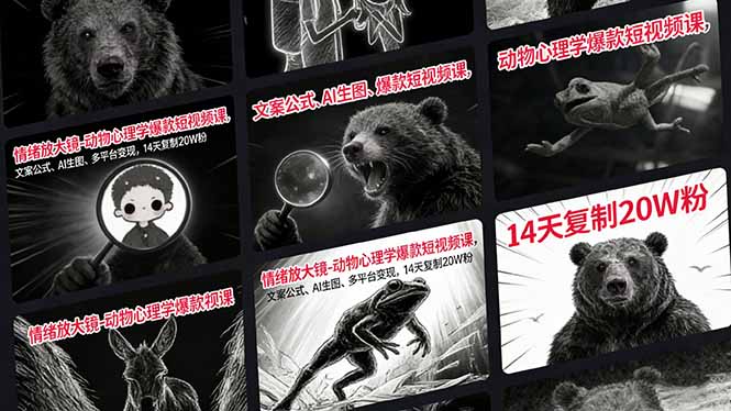情绪放大镜-动物心理学爆款短视频课，文案公式、AI生图、多平台变现，14天复制20W粉-知识星球