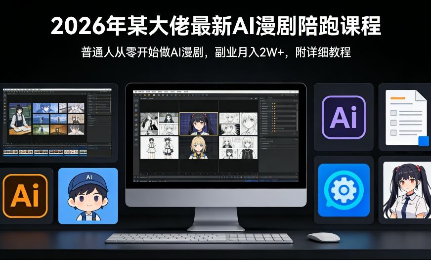 26年某大佬最新Ai漫剧陪跑课程，普通人从零开始做AI漫剧，副业月入2W+-知识星球