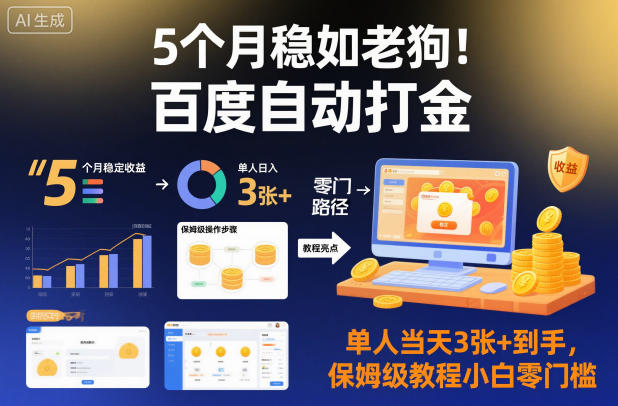 5个月稳如老狗！百度自动打金，单人当天3张+到手，保姆级教程小白零门槛【揭秘】-知识星球