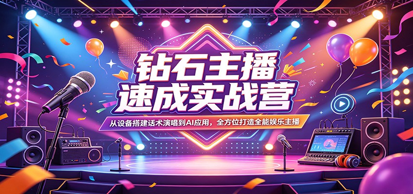 钻石主播速成实战营：从设备搭建话术演唱到AI应用，全方位打造全能娱乐主播-知识星球