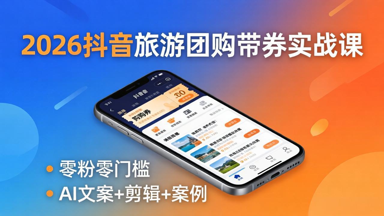 2026抖音旅游团购带券实战课：零粉零门槛，AI文案+剪辑+案例，躺着赚门票佣金-知识星球
