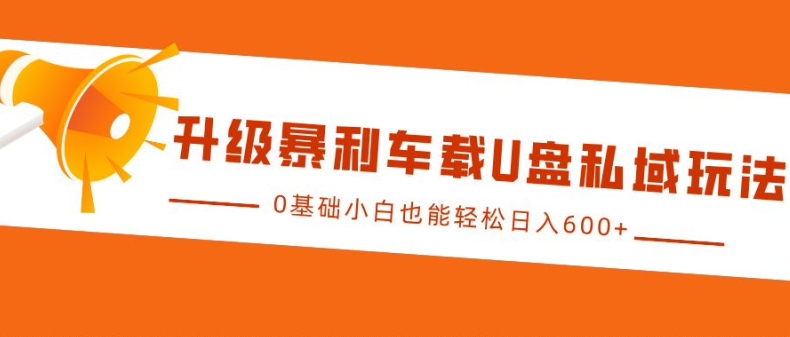 升级暴利车载U盘私域玩法，0基础小白也能轻松日入多张【揭秘】-小禾网创