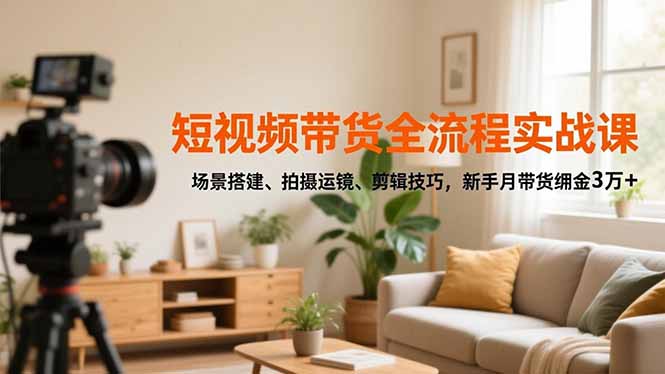 短视频带货全流程实战课，场景搭建、拍摄运镜、剪辑技巧，新手月带货佣金3万+-知识星球