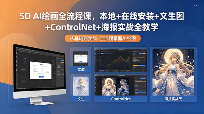 SD AI绘画全流程课，本地+在线安装+文生图+ControlNet+海报实战全教学-知识星球
