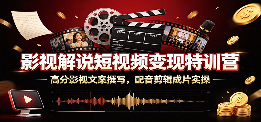 影视解说短视频变现特训营：高分影视文案撰写，配音剪辑成片实操-知识星球