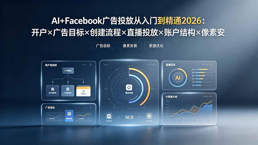 AI+Facebook广告投放从入门到精通2026：开户×广告目标×创建流程×直播投放×账户结构×像素安装×AI赋能-知识星球