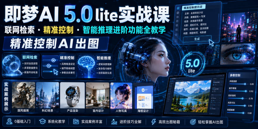即梦AI 5.0 lite实战课,联网检索・精准控制・智能推理进阶功能全教学,精准控制AI出图-知识星球