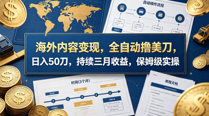 海外内容变现，全自动撸美刀，日入50刀，持续三月收益，保姆级实操【揭秘】-知识星球