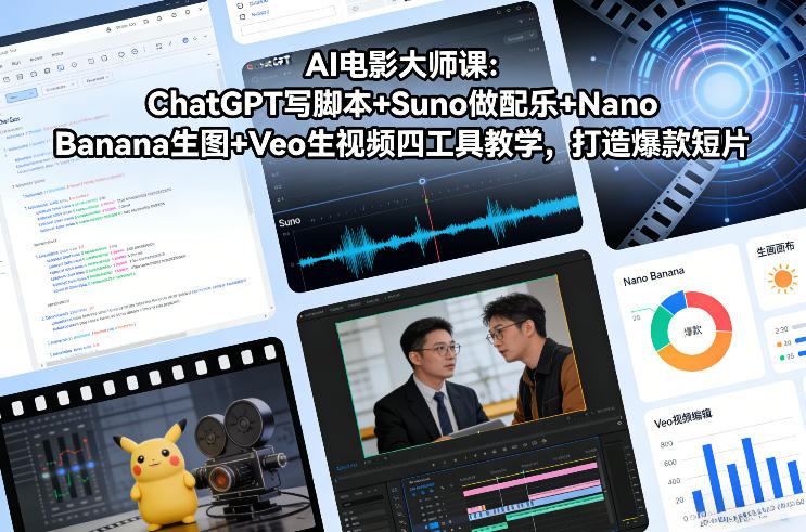 AI电影大师课:ChatGPT写脚本+Suno做配乐+Nano Banana生图+Veo生视频,打造爆款短片-知识星球