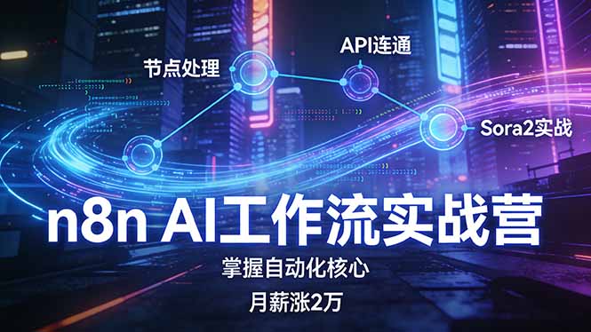 n8n AI工作流实战营，节点处理+API连通+Sora2实战，掌握自动化核心月薪涨2万-知识星球