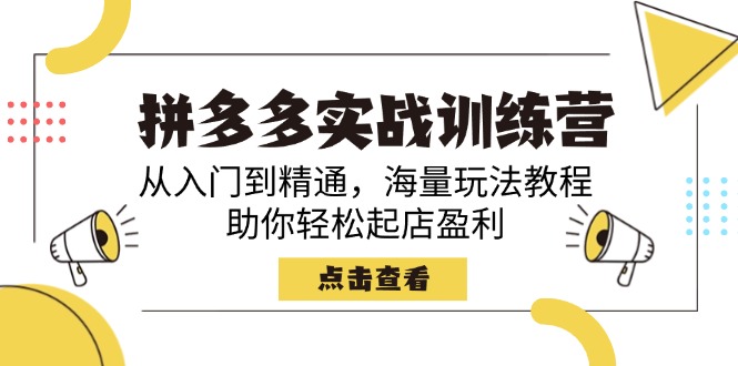 拼多多实战训练营，从入门到精通，海量玩法教程，助你轻松起店盈利-小禾网创