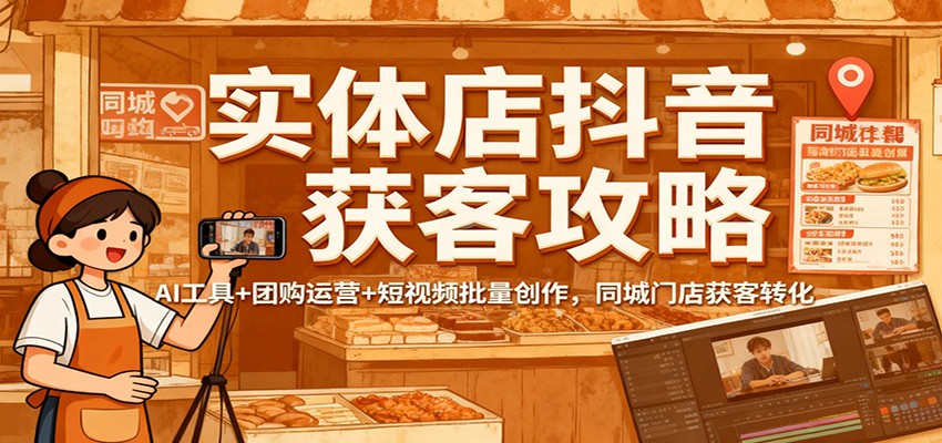 实体店抖音获客攻略：AI工具+团购运营+短视频批量创作，同城门店获客转化-知识星球