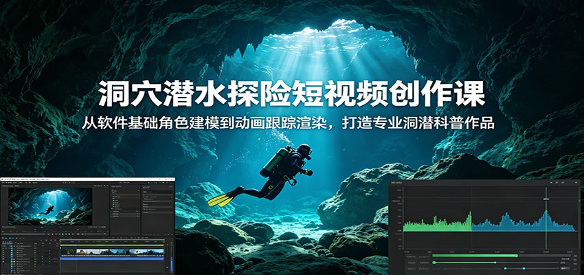 洞穴潜水探险短视频创作课：从软件基础角色建模到动画跟踪渲染，打造专业洞潜科普作品-知识星球