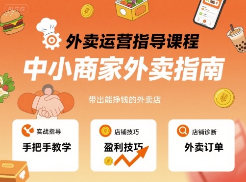 外卖运营指导课程，中小商家外卖指南，手把手带出能挣钱的外卖店-知识星球
