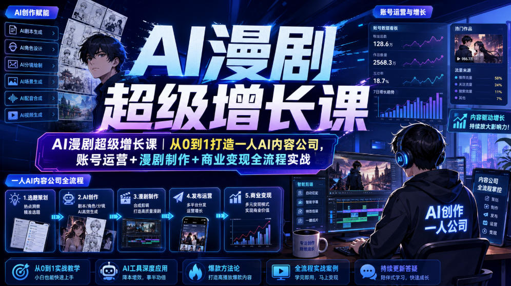 AI漫剧超级增长课｜从0到1打造一人AI内容公司，账号运营+漫剧制作+商业变现全流程实战-知识星球