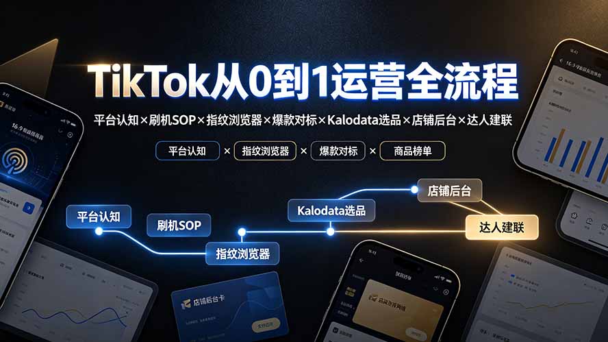 TikTok从0到1运营全流程-更新:平台认知×刷机SOP×指纹浏览器×爆款对标×Kalodata选品×店铺后台×达人建联-知识星球