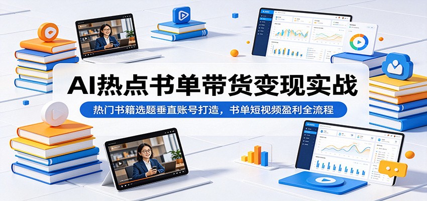 AI热点书单带货变现实战：热门书籍选题垂直账号打造，书单短视频盈利全流程-知识星球