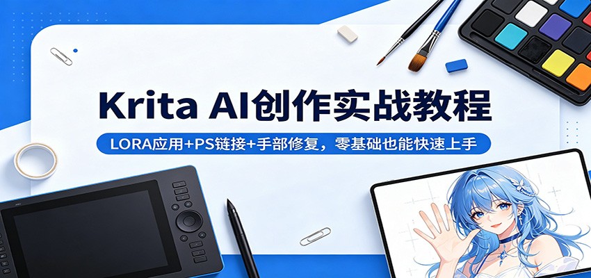 Krita AI创作实战教程：LORA应用+PS链接+手部修复，零基础也能快速上手-知识星球