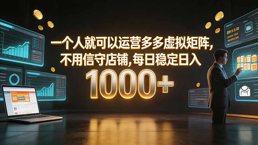 一个人就可以运营多多虚拟矩阵，不用值守店铺，每日稳定日入 1000+-知识星球