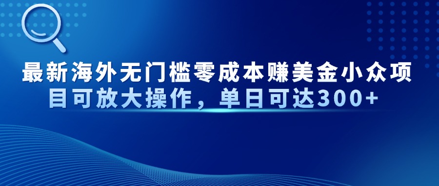 最新海外无门槛零成本赚美金小众项目可放大操作，单日可达300+-知识星球