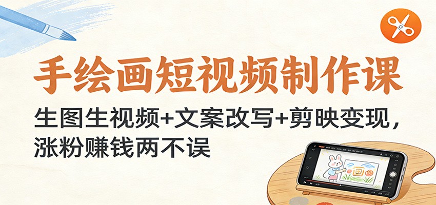 手绘画短视频制作课：生图生视频+文案改写+剪映变现，涨粉赚钱两不误-知识星球