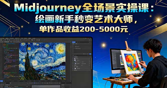 Midjourney全场景实操课：绘画新手秒变艺术大师，单作品收益200-5000元-知识星球