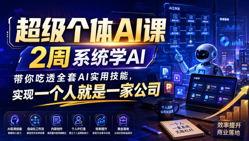 超级个体AI课,2周系统学AI,带你吃透全套AI实用技能,实现一个人就是一家公司-知识星球