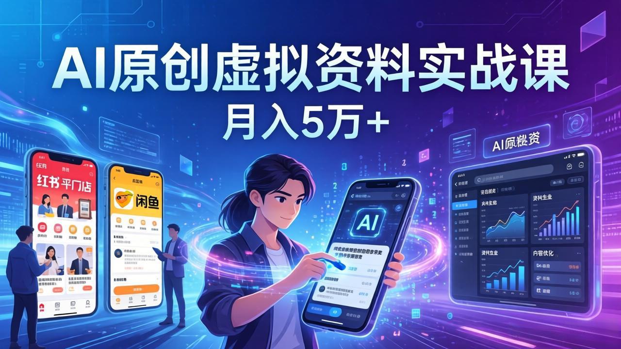 AI原创虚拟资料实战课：2026新机会，小红书闲鱼开店，普通人用AI轻松变现，月入5万+-知识星球
