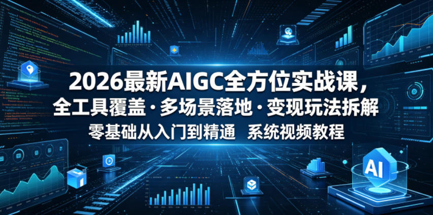 2026最新AIGC全方位实战课，全工具覆盖・多场景落地・变现玩法拆解，零基础从入门到精通系统视频教程-知识星球