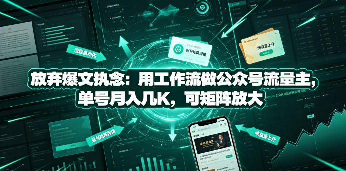 放弃爆文执念：用工作流做公众号流量主，单号月入几K，可矩阵放大-知识星球
